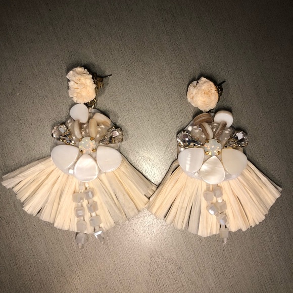 SAACHI Jewelry - Saachi Fan Raffia and Crystal Statement Earrings